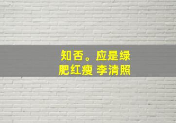 知否。应是绿肥红瘦 李清照